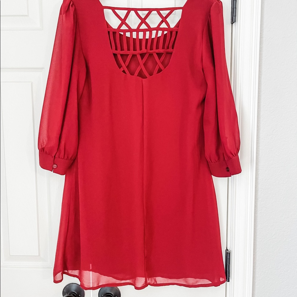 Red Heart Soul Lattice Back Mini Dress